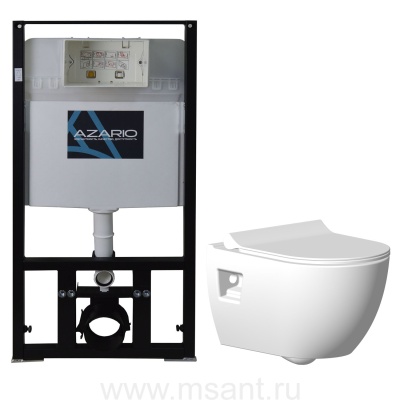 Сет AZARIO инсталяция + унитаз Creo Ceramique Ocean plus подвесной безободковый с тонким сиденьем микролифт 