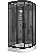 Timo Premium ILMA Black 901 душевая кабина с крышей, хамам и стульчиком 100*100*222