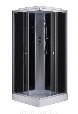 Душевая кабина Loranto CS-6491G (CS-8072), 90*90*215 низкая, серая, квадратная, стекло 4мм, поддон 13 см (4 места)