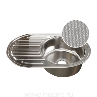Мойка овал 77х50 (0,8) прав вып 3 1/2 MIXLINE 18см с сифоном ДЕКОР