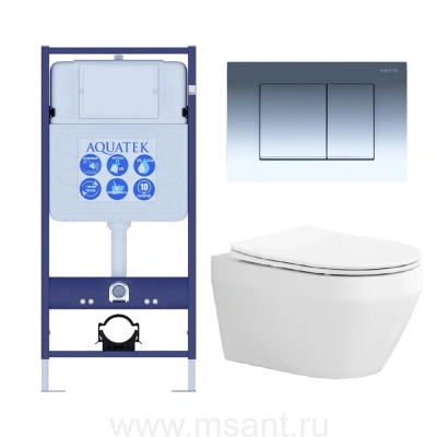  Set-2 AQUATEK ЛЕЯ (рама AQUATEK Standard INS-0000012 с звукоиз.прокладкой+крепеж KKI-0000002+кнопкаKDI-0000010+унитаз ЛЕЯ AQ1199-00 с крышкой-сиденьем