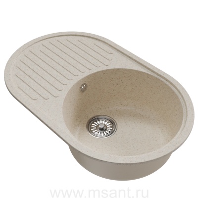 Мойкa MIXLINE ML-GM16 овальная с крылом, бежевая (328), 730*460*180мм