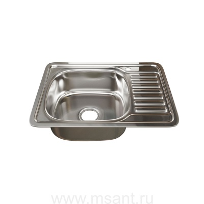 Мойка врез 65х50 (0,8) лев вып 3 1/2 MIXLINE 18см с сифоном