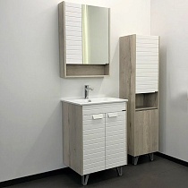 Мебель для ванной Comforty Клеон 60, белый, дуб дымчатый, с раковиной 9060M