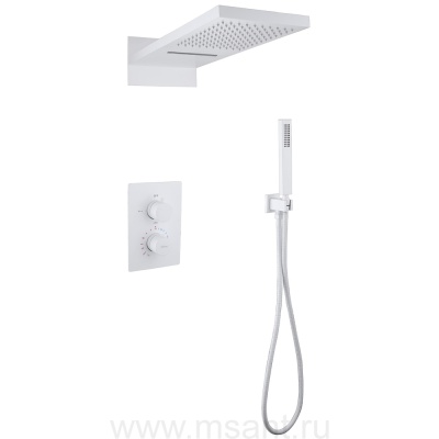 Душевая система ABBER Weiss Insel AF8052W скрытого монтажа без излива, термостат, белый