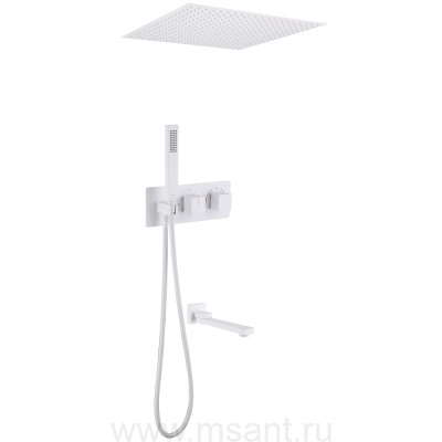 Душевая система ABBER Daheim AF8254W скрытого монтажа с изливом, термостат, белая матовая