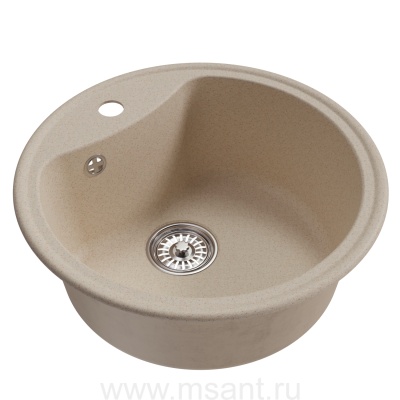 Мойкa MIXLINE ML-GM09 круглая, бежевая (328), 510 мм (глуб. чаши 190)