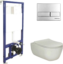 Комплект Berges NOVUM525, кнопка L3 хром глянец, унитаз EGO XL Rimless, сиденье Toma Slim SO