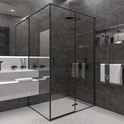 Душевой уголок Veconi Rovigo RV-073B 100x90, профиль черный