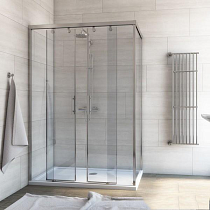 Душевой уголок GuteWetter Slide Rectan GK-865 левая 110x90 см стекло бесцветное, профиль хром