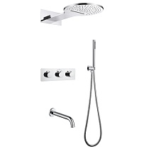 Душевая система ABBER Wasser Kreis AF8150 скрытого монтажа с изливом, термостат, хром