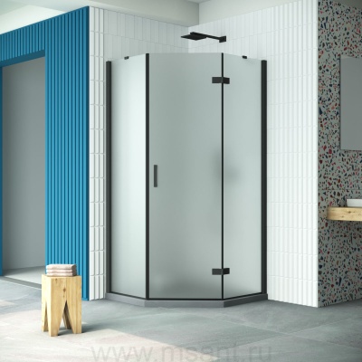 Душевой уголок Vegas Glass AFA-Pen Retta 100 02М 10 R профиль черный матовый стекло сатин