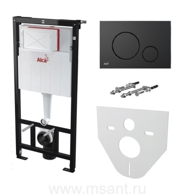 Комплект Alcaplast Set 4v1 с панелью смыва черной панель смыва черного цвета AM101/1120-4:1 RU M678-0001