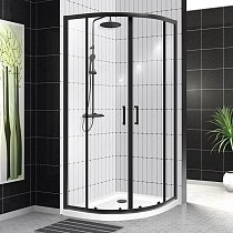 Душевой уголок BelBagno Uno-195 R 2 90 C Nero профиль черный, стекло прозрачное