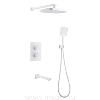 Душевая система ABBER Weiss Insel AF8050W скрытого монтажа с изливом, термостат, белый