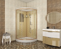 Душевая кабина Niagara Lux NG-7702G (100x100х210) низкий поддон(15см),дверь раздвижная,стенки золото,3 места