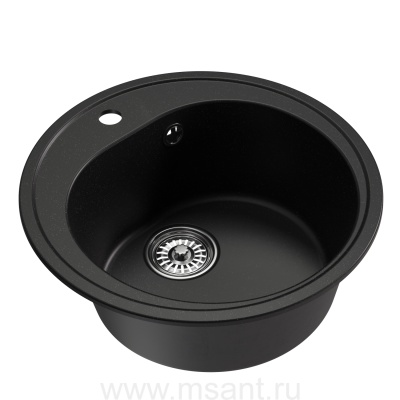 Мойкa MIXLINE ML-GM11 круглая, ультра-черная (344), 500мм (глуб. чаши 180)