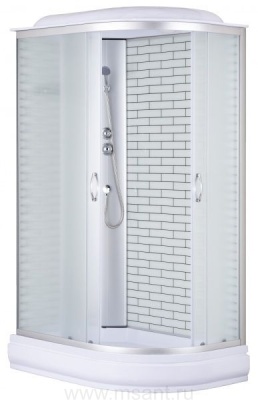 Душевая кабина Loranto (120х80х215) поддон 20 см белый кирпичный узор стекло 4 мм профиль хром (CS-66120-20L FW 120)