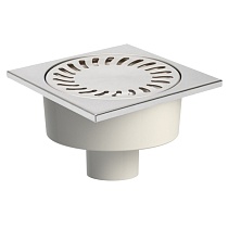 Душевой трап AZARIO НЕПТУН DN50/95 15х15см, пластик, вертикальный слив, решетка из нержавеющей стали (AZ-320 X N)
