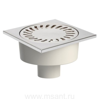 Душевой трап AZARIO НЕПТУН DN50/95 15х15см, пластик, вертикальный слив, решетка из нержавеющей стали (AZ-320 X N)