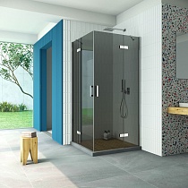 Душевой уголок Vegas Glass AFA Retta 80 08 07 профиль глянцевый хром стекло графит