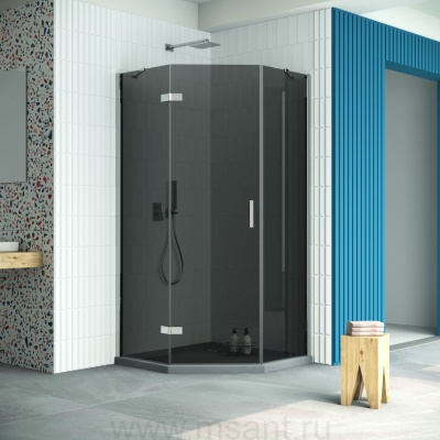 Душевой уголок Vegas Glass AFA-Pen Retta 90 08 07 L профиль глянцевый хром стекло графит
