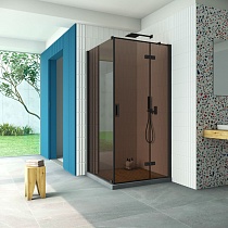 Душевой уголок Vegas Glass AFP-Fis Retta 100*120 02М 05 R профиль черный матовый стекло бронза