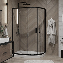 Душевой уголок Niagara Nova NG-6821-08 BLACK 120x80, асиметричный, черный