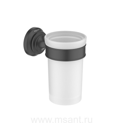 Стакан с держателем Aquatek, матовый черный AQ4527MB КЛАССИК
