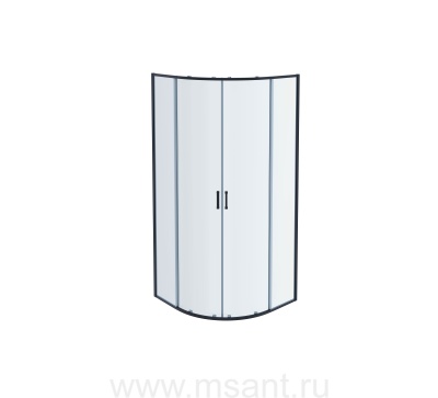 AQUATEK AQ ARI RO10020BL Душевой уголок 1/4 круга, двери раздвижные 1000x1000x2000, профиль черный, стекло прозрачное