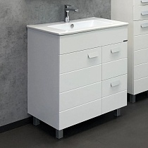 Тумба Comforty Модена М 75, напольная, белая матовая с раковиной Quadro 75