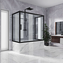Шторка на ванну Kubele DE019P2U-CLN-BLMT 150х70 см, профиль матовый черный