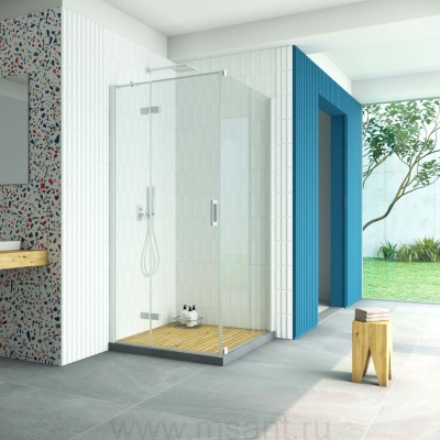 Душевой уголок Vegas Glass AFP-Fis Retta 90*70 01 crystalvision L профиль белый стекло crystalvision