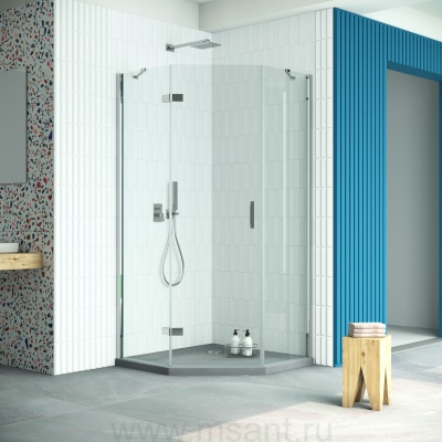Душевой уголок Vegas Glass AFA-Pen Retta 90 08 01 L профиль глянцевый хром стекло прозрачное