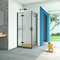 Душевой уголок Vegas Glass AFA-F Retta 90*80 02М Moru L профиль черный матовый стекло Moru