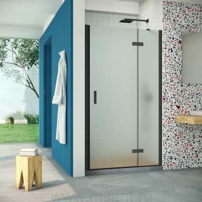 Дверь в душевой проем Vegas Glass AFP Retta 95 02М 10 R, профиль черный матовый, стекло сатин