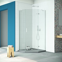 Душевой уголок Vegas Glass AFA-Pen Retta 90 01 crystalvision R профиль белый стекло crystalvision
