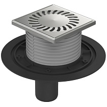 Душевой трап AZARIO DN50 12,2х12,2см, пластиковый, вертикальный слив, универсальный, решетка из нержавеющей стали (AZ-384 A)