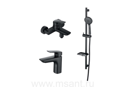 Комплект для ванны и душа Aquatek Вега AQ1030MB 3 в 1 матовый черный