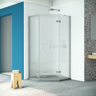 Душевой уголок Vegas Glass AFA-Pen Retta 90 07 Moru R профиль матовый хром стекло Moru