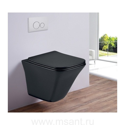 Унитаз подвесной LUCHENA-C (Matt Black). Размер: 500x340x405. 