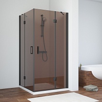 Душевой уголок Vegas Glass AFA NOVO 80 02М 05, профиль черный матовый, стекло бронза