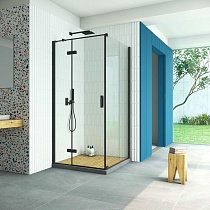 Душевой уголок Vegas Glass AFP-Fis Retta 120*90 02М crystalvision L профиль черный матовый стекло crystalvision