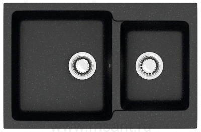 Кухонная мойка AZARIO Grand 765х500х190 двойная, искусственный мрамор, цвет Черный (CS00079903)