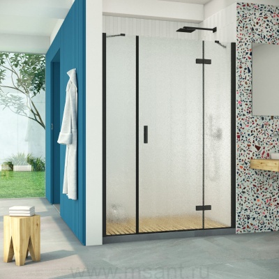 Дверь в душевой проем Vegas Glass AFP-F Retta 140 02М 02 R профиль черный матовый стекло шиншилла