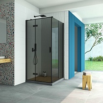 Душевой уголок Vegas Glass AFP-Fis Retta 110*120 02М 07 L профиль черный матовый стекло графит