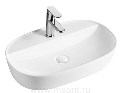 Раковина накладная Azario 610х400х120 овальная, белый