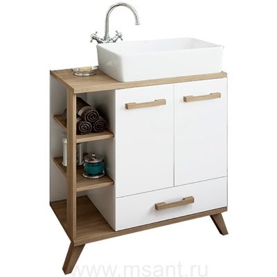 Тумба Sanflor Ингрид 80 (Шв/Б) Умывальник Олимпия 56