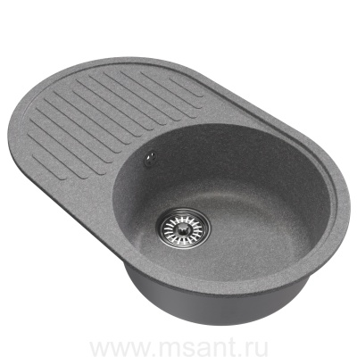 Мойкa MIXLINE ML-GM16 овальная с крылом, графит (342), 730*460*180мм