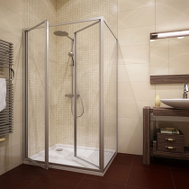 Душевой уголок GuteWetter Practic Rectan GK-402 левая 85x75 см стекло бесцветное, профиль матовый хром